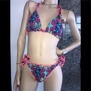 IRGUS BIKINII NEW VIVID FLORAL BEADED DE COLOMBIA!